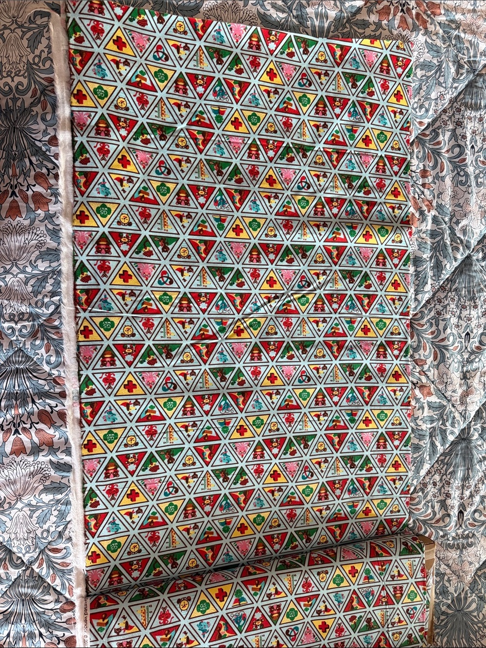 Girl Scout Brownie Badge Blue Flannel 100% Cotton - 5 yards of fabric
